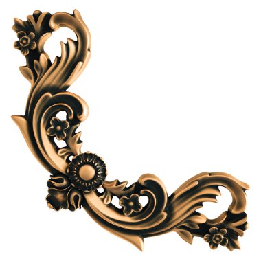 Beyaz bir arka plan üzerinde bronz süs. İzole. 3D çizim