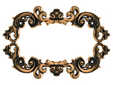 Beyaz bir arka plan üzerinde bronz süs. İzole. 3D çizim