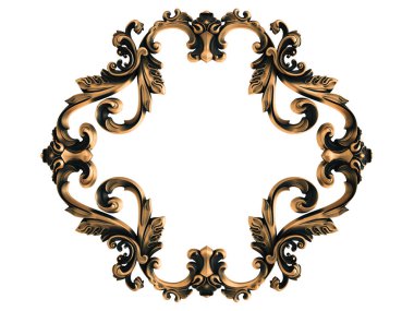 Beyaz bir arka plan üzerinde bronz süs. İzole. 3D çizim