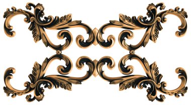 Beyaz bir arka plan üzerinde bronz süs. İzole. 3D çizim