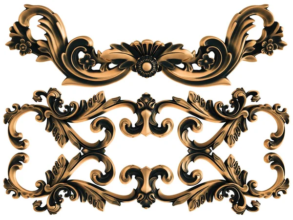 Bronze Ornament Auf Weißem Hintergrund Vereinzelt Illustration — Stockfoto