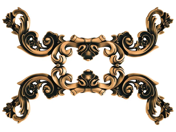 Ornamento Bronze Fundo Branco Isolado Ilustração — Fotografia de Stock