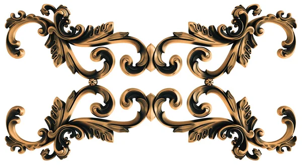 Ornamento Bronze Fundo Branco Isolado Ilustração — Fotografia de Stock