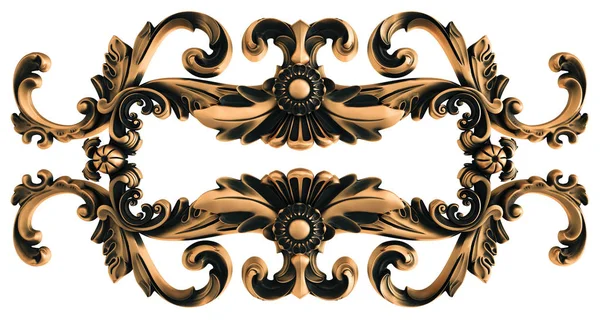 Ornamento de bronze em um fundo branco. Isolados — Fotografia de Stock