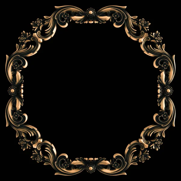 Ornamento Bronze Fundo Preto Isolado Ilustração — Fotografia de Stock