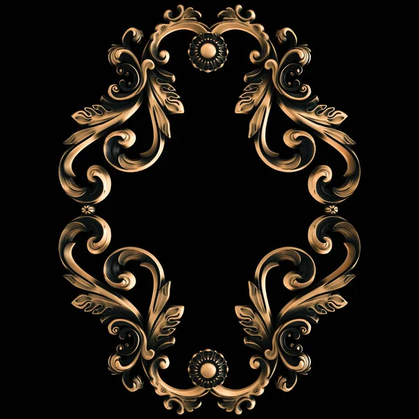 Bronzen Ornament Een Zwarte Achtergrond Geïsoleerd Illustratie — Stockfoto