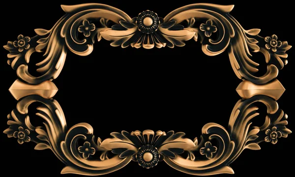 Ornamento Bronze Fundo Preto Isolado Ilustração — Fotografia de Stock