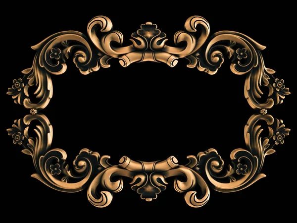 Ornamento Bronze Fundo Preto Isolado Ilustração — Fotografia de Stock