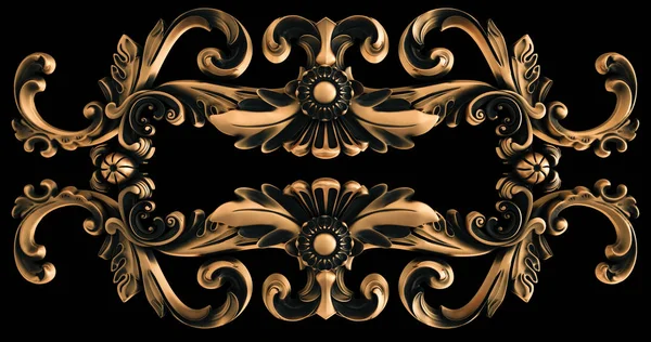 Ornamento Bronzo Sfondo Nero Isolato Illustrazione — Foto Stock