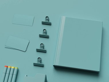 Kadar sahte marka. Ofis, banka donatımı, becerikli alet. 3D çizim. Yüksek kalite