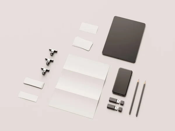 Branding Attrappe Bürobedarf Gadgets Illustration Hohe Qualität — Stockfoto