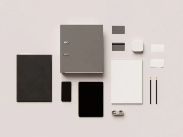 Branding Mock Des Fournitures Bureau Gadgets Illustration Haute Qualité — Photo