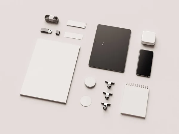 Branding Finto Forniture Ufficio Gadgets Illustrazione Alta Qualità — Foto Stock