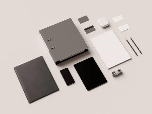 Branding Mock Des Fournitures Bureau Gadgets Illustration Haute Qualité — Photo