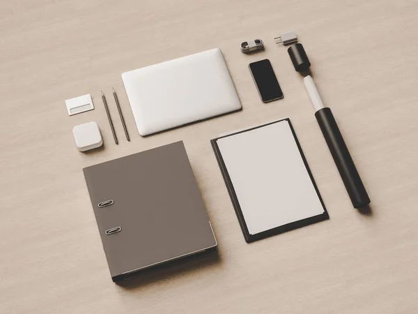 Branding Mock Des Fournitures Bureau Gadgets Illustration Haute Qualité — Photo