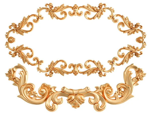 Zlatý Ornament Bílém Pozadí Izolovaný Obrázek — Stock fotografie