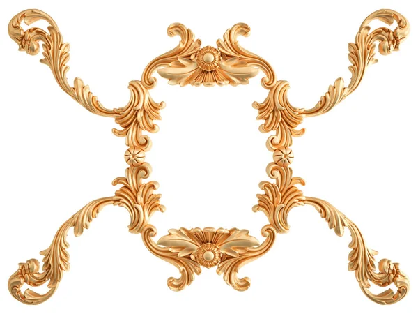 Ornamento Oro Sfondo Bianco Isolato Illustrazione — Foto Stock