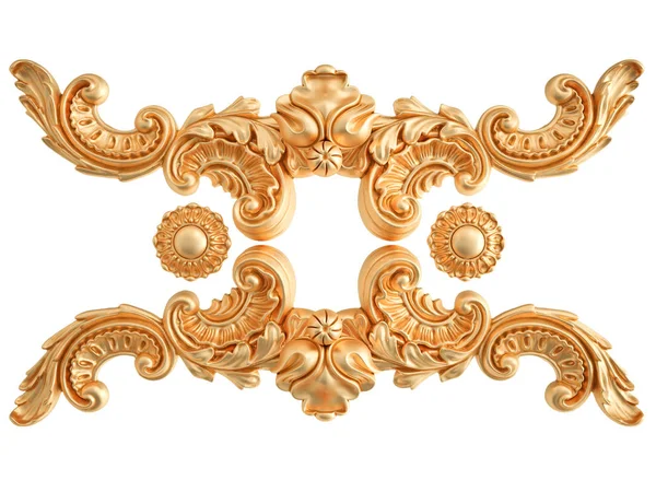 Ornamento Oro Sfondo Bianco Isolato Illustrazione — Foto Stock