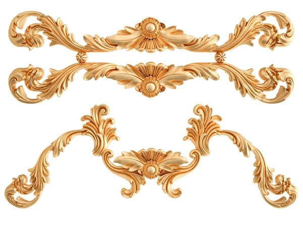 Beyaz zemin üzerine altın süs. İzole