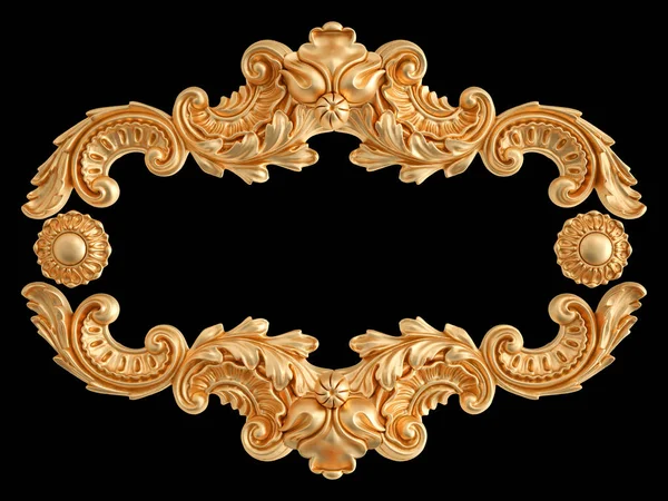 Gold Ornament Black Background Isolated Illustration — Stock Photo, Image