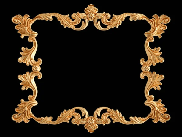 Золотой Орнамент Черном Фоне Изолирована Иллюстрация — стоковое фото