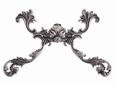 Beyaz bir arka plan üzerinde krom süsleme. İzole. 3D çizim