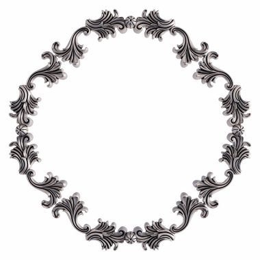 Beyaz bir arka plan üzerinde krom süsleme. İzole. 3D çizim