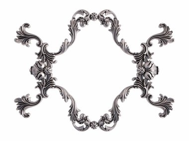 Beyaz bir arka plan üzerinde krom süsleme. İzole. 3D çizim