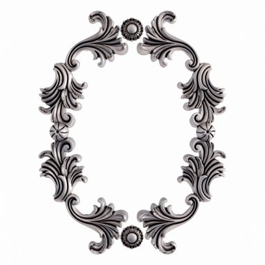 Beyaz bir arka plan üzerinde krom süsleme. İzole