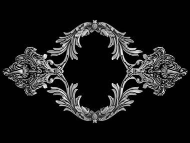 Siyah bir arka plan üzerinde krom süsleme. İzole. 3D çizim