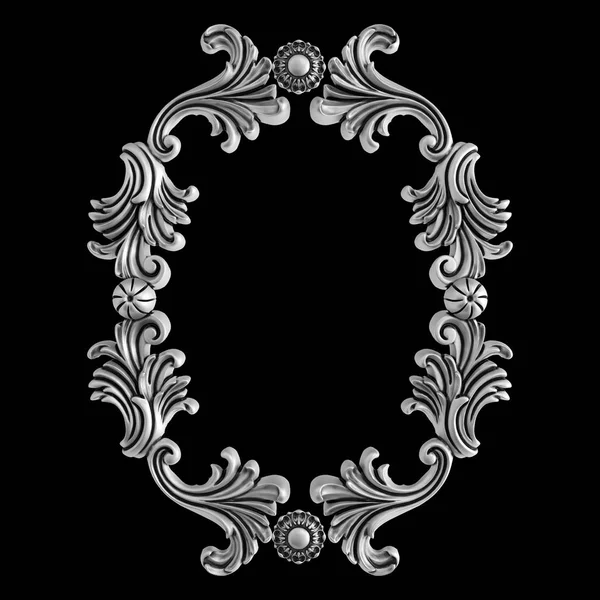 Chrome Ornament Black Background Isolated Illustration — Stock Photo, Image