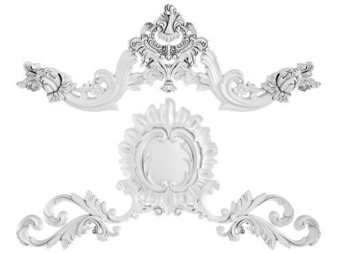 Beyaz beyaz bir arka plan üzerinde süs. İzole. 3D çizim