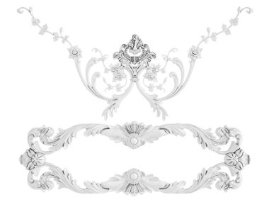 Beyaz beyaz bir arka plan üzerinde süs. İzole. 3D çizim