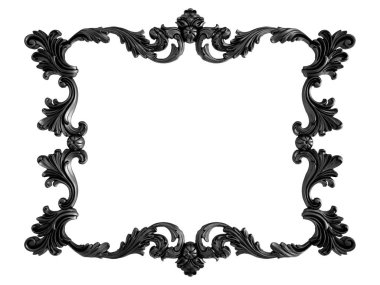 Siyah beyaz bir arka plan üzerinde süs. İzole. 3D çizim