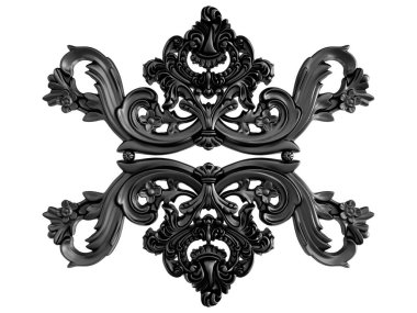 Siyah beyaz bir arka plan üzerinde süs. İzole. 3D çizim