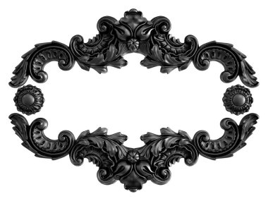 Siyah beyaz bir arka plan üzerinde süs. İzole. 3D çizim