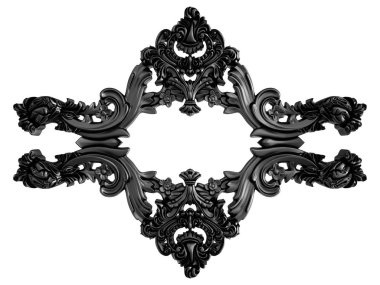 Siyah beyaz bir arka plan üzerinde süs. İzole. 3D çizim