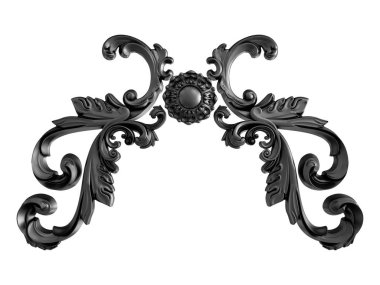 Siyah beyaz bir arka plan üzerinde süs. İzole. 3D çizim