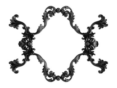 Siyah beyaz bir arka plan üzerinde süs. İzole. 3D çizim