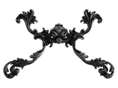 Siyah beyaz bir arka plan üzerinde süs. İzole. 3D çizim