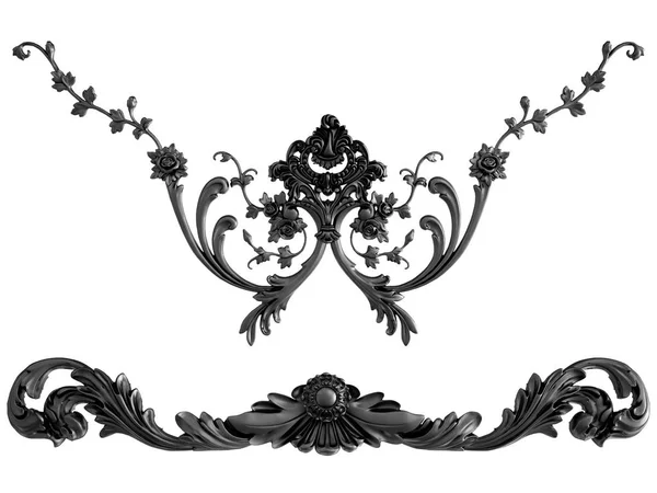 Siyah beyaz bir arka plan üzerinde süs. İzole. 3D çizim