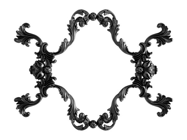 Black ornament on a white background. Isolated. 3D illustration