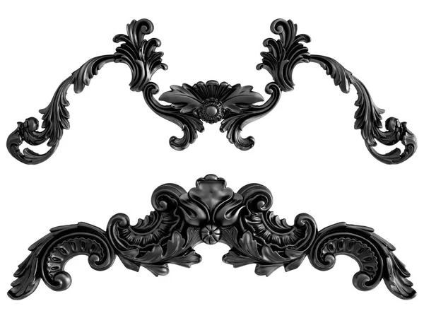 Schwarzes Ornament Auf Weißem Hintergrund Vereinzelt Illustration — Stockfoto