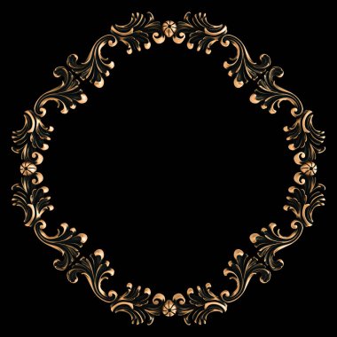 Bronz süs siyah bir arka plan. İzole. 3D çizim