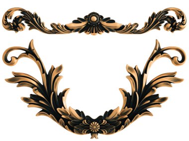 Beyaz bir arka plan üzerinde bronz süs. İzole. 3D çizim