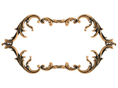 Beyaz bir arka plan üzerinde bronz süs. İzole. 3D çizim