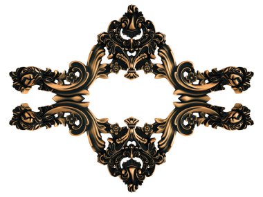 Beyaz bir arka plan üzerinde bronz süs. İzole. 3D çizim