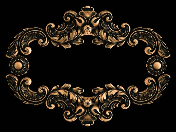 Ornamento Bronze Fundo Preto Isolado Ilustração — Fotografia de Stock