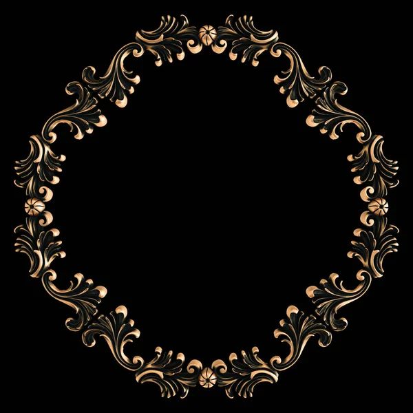 Bronz süs siyah bir arka plan. İzole. 3D çizim