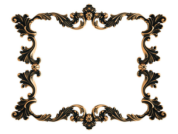 Bronze ornament on a white background. Isolated. 3D illustration